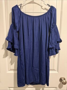 Vava by Joy Han Navy Blue Polka Dot Lined Garment